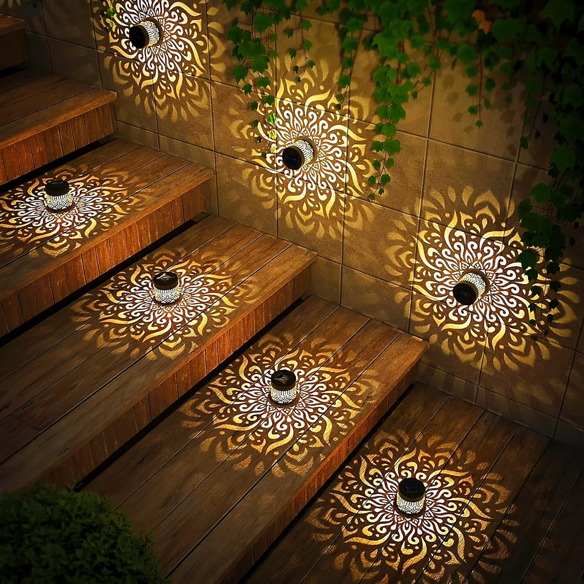 Mivoza solar decorative lantern with shadow pattern, weatherproof IP65 garden light, ideal for outdoor ambiance and illumination