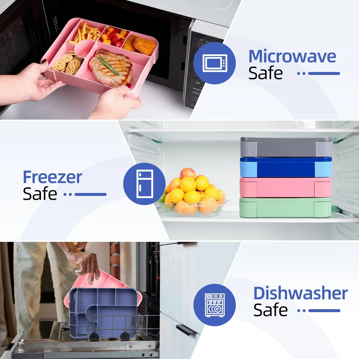 DecorsDeluxe Bento lunch box with 7 compartments, 1330ml capacity, leak-proof design, and included cutlery for balanced meals.