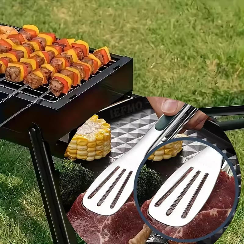 Belro professional kitchen tongs with stainless steel handles and silicone tips for grilling and cooking.