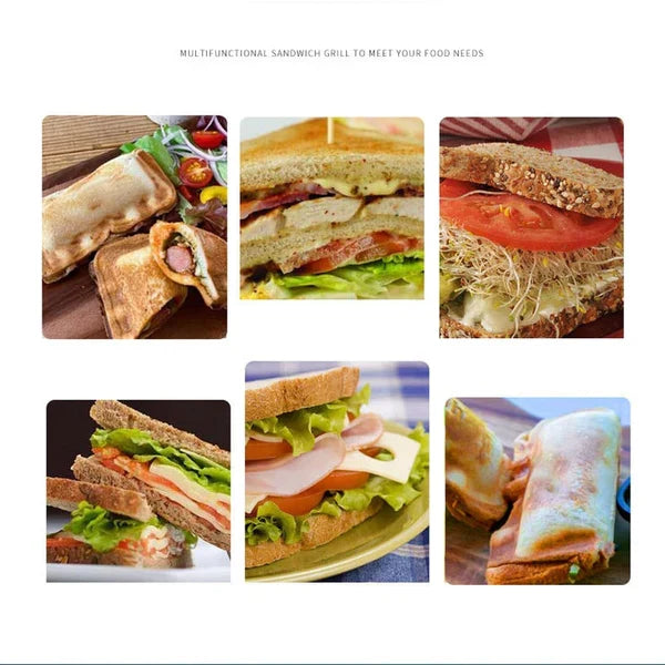Belro double-sided non-stick sandwich pan for even toasting, featuring a sturdy handle and non-stick surface for easy use.