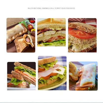 Belro double-sided non-stick sandwich pan for even toasting, featuring a sturdy handle and non-stick surface for easy use.