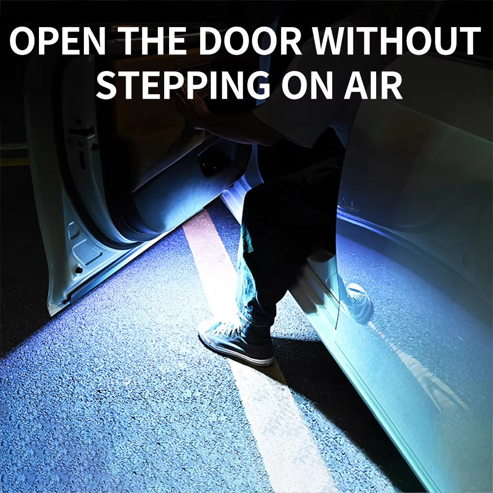 Belro car door lights projector displaying colorful light patterns on a vehicle door, electronic TV and display projector accessory.