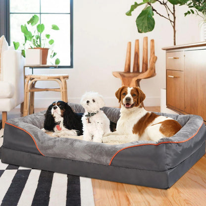 Belro orthopedic dog bed with plush cushion and supportive raised edges, designed for comfort and joint relief for dogs.