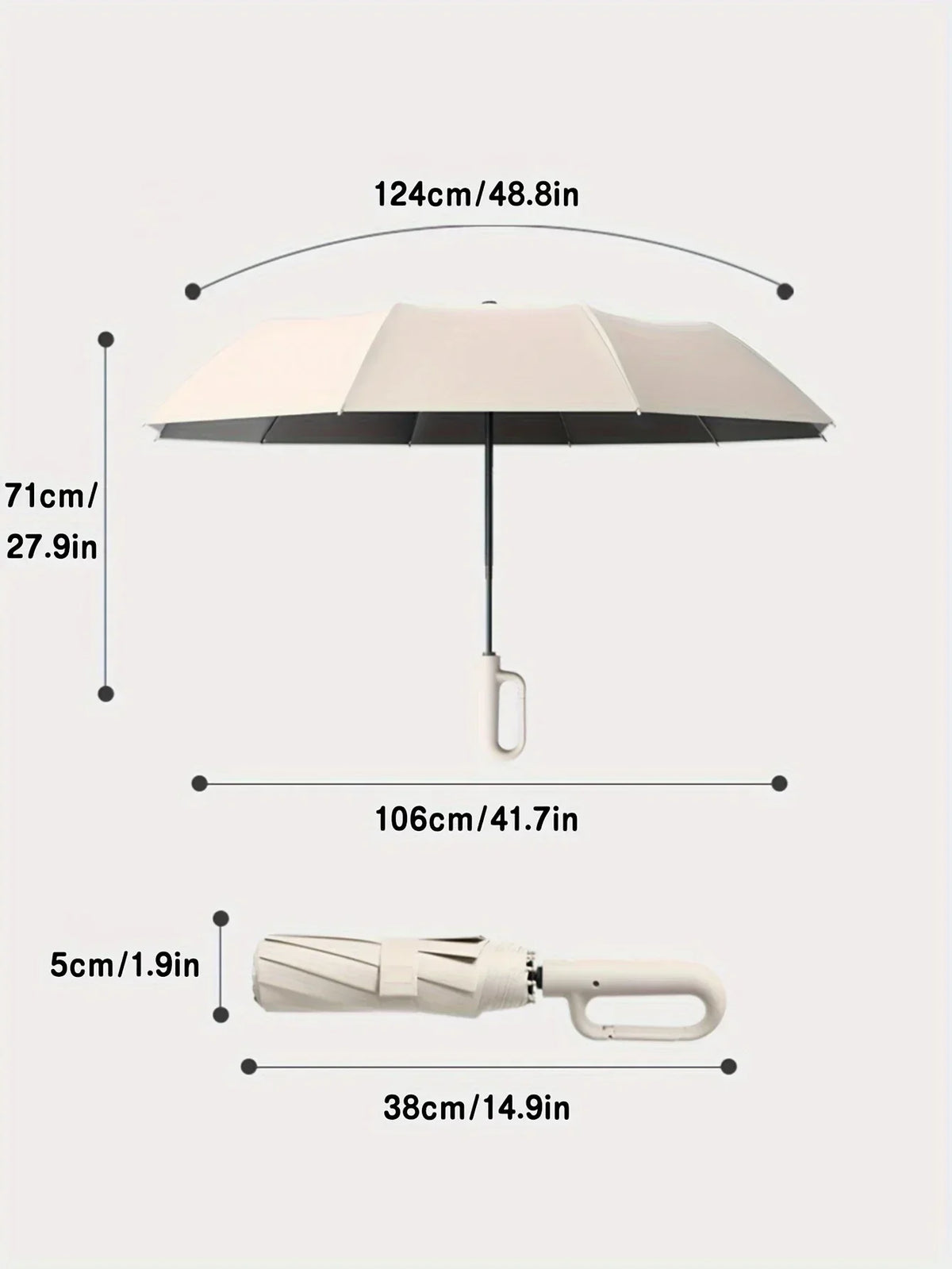 Belro reinforced contemporary compact umbrella opened, showcasing its sturdy frame and sleek design in a modern accessory style.
