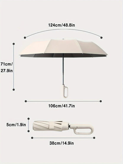 Belro reinforced contemporary compact umbrella opened, showcasing its sturdy frame and sleek design in a modern accessory style.