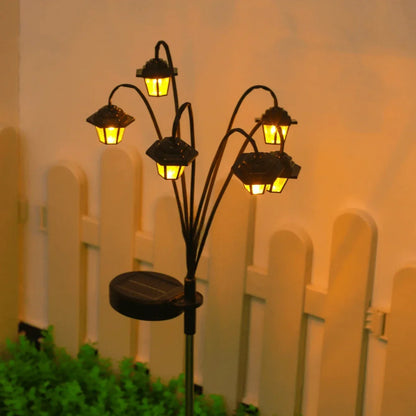 Mivoza retro solar garden lantern with 6 LED lights, waterproof IP44, suitable for outdoor decorative lighting in gardens.