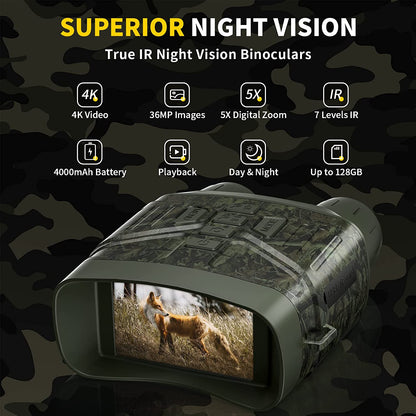 Belro True Night Vision Binoculars with infrared technology, compact electronic camera for clear low-light viewing.