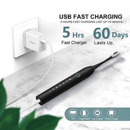 Belro rechargeable ultrasonic electric toothbrush with sleek design and ergonomic handle, suitable for effective oral cleaning.