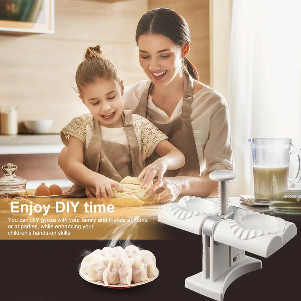 Belro double head automatic dumpling maker mold for easy, consistent dumplings in the kitchen, with stainless steel construction.