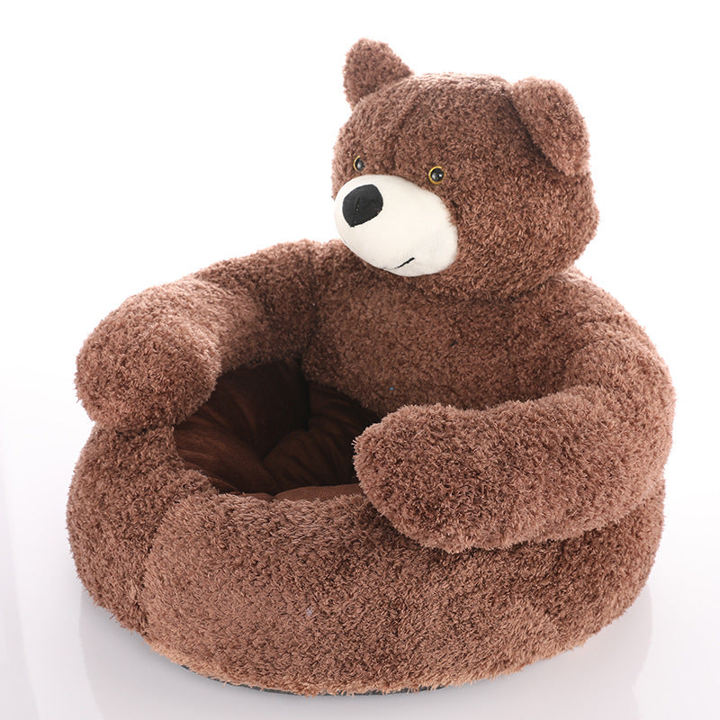 Belro bear-shaped winter plush dog bed with soft, cozy fabric designed for small and medium dogs.