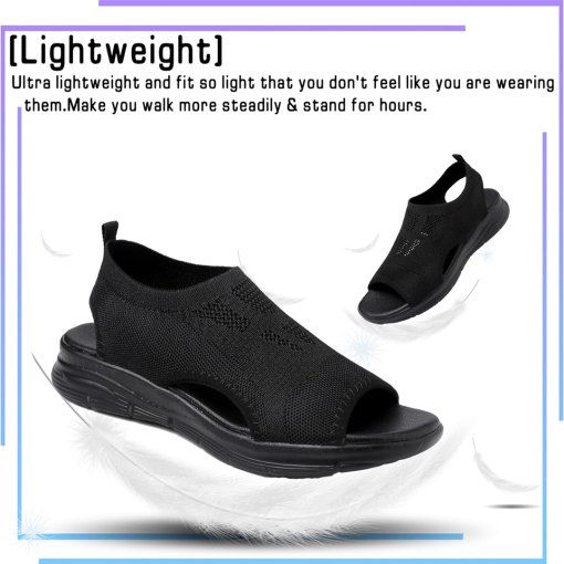Black women's sport sandals by Belro, designed for pain relief and comfort, with supportive straps and cushioned soles.