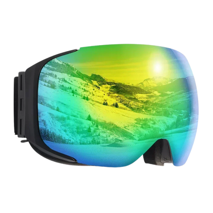 Belro snow goggles with gold frame and clear lens, designed for winter sports and outdoor activities.
