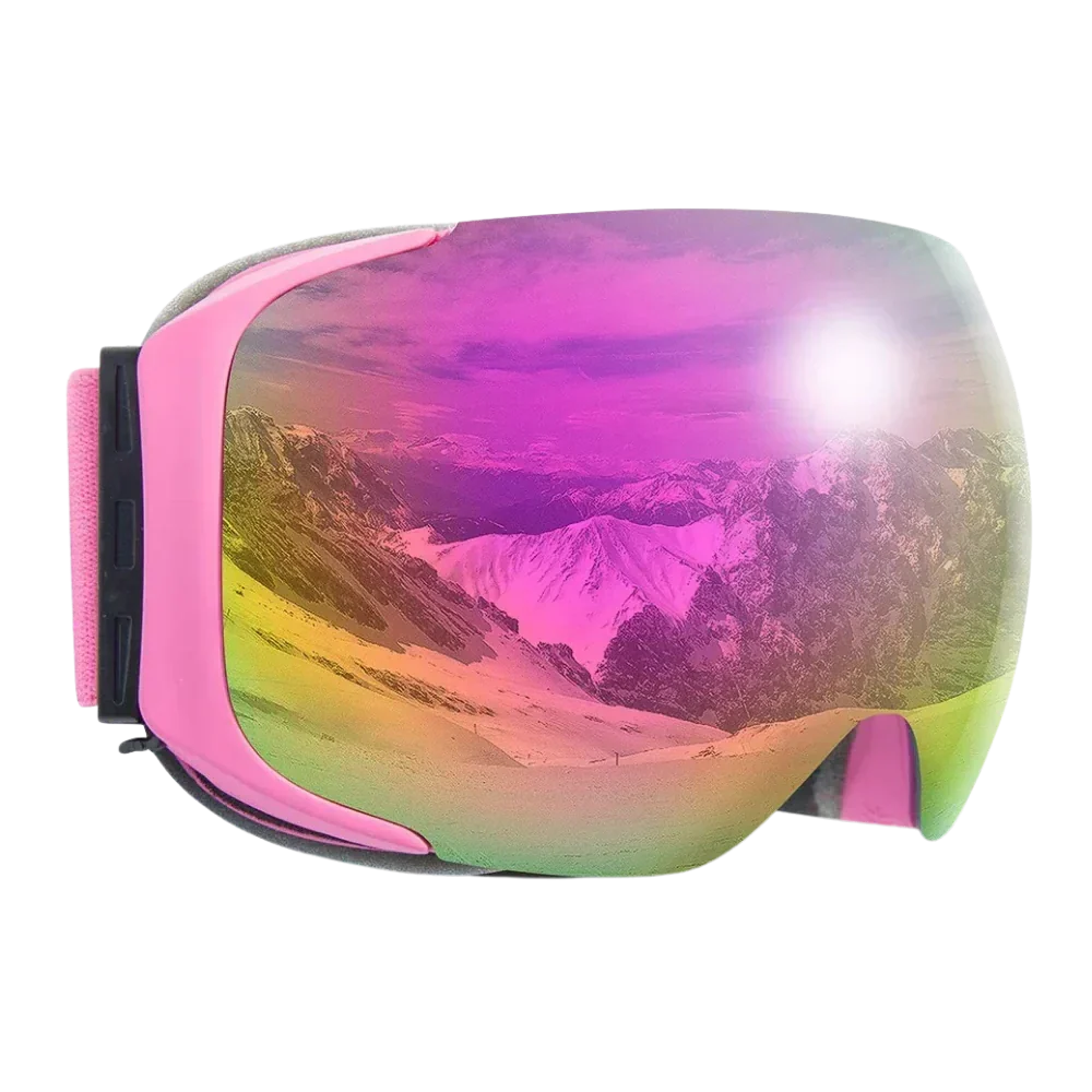 Pink Belro snow goggles with interchangeable lens bundle, designed for winter sports and outdoor activities.