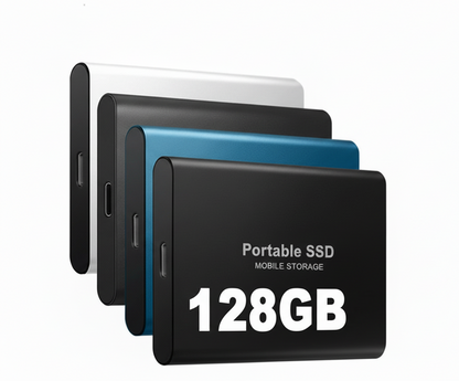 BowLift portable external SSD drive with high-speed USB-C connection, compact design, and sleek black finish.