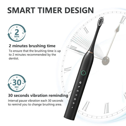 Belro rechargeable ultrasonic electric toothbrush with sleek design, featuring a compact handle and cleaning brush head.