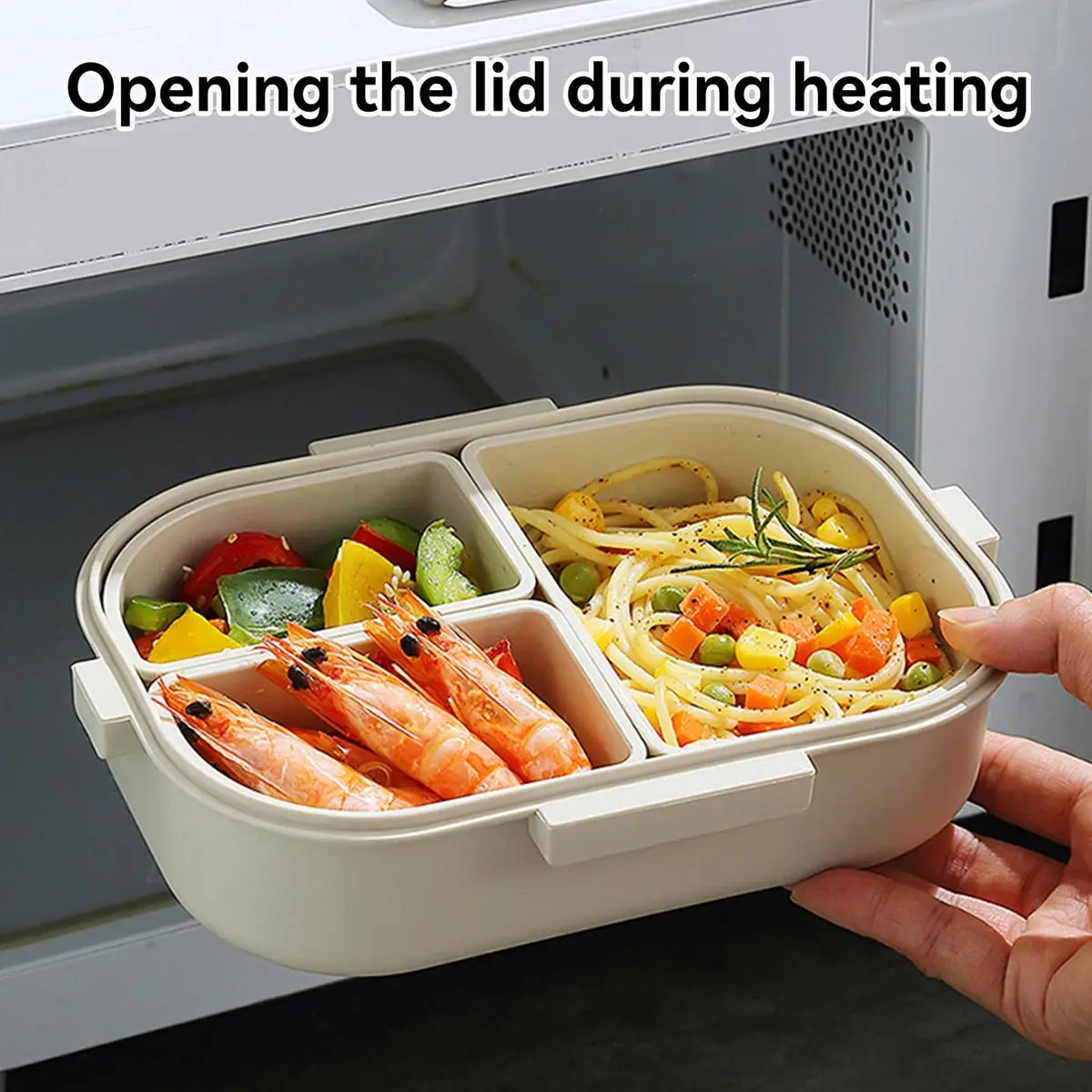 DecorsDeluxe 3-compartment bento lunch box, 800ml, leak-proof, microwave safe, designed for healthy, organized meals.