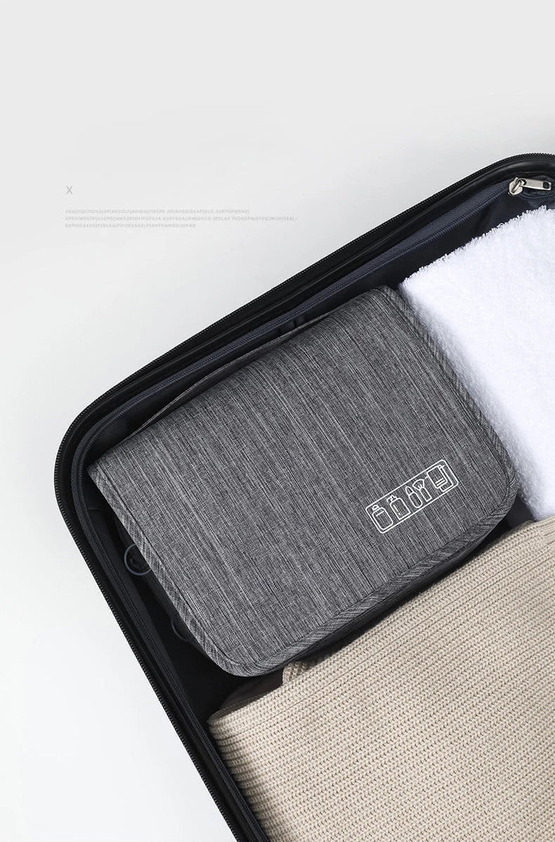 Men's hanging toiletry bag from Belro with multiple compartments, designed for travel and organized storage of personal hygiene essentials.