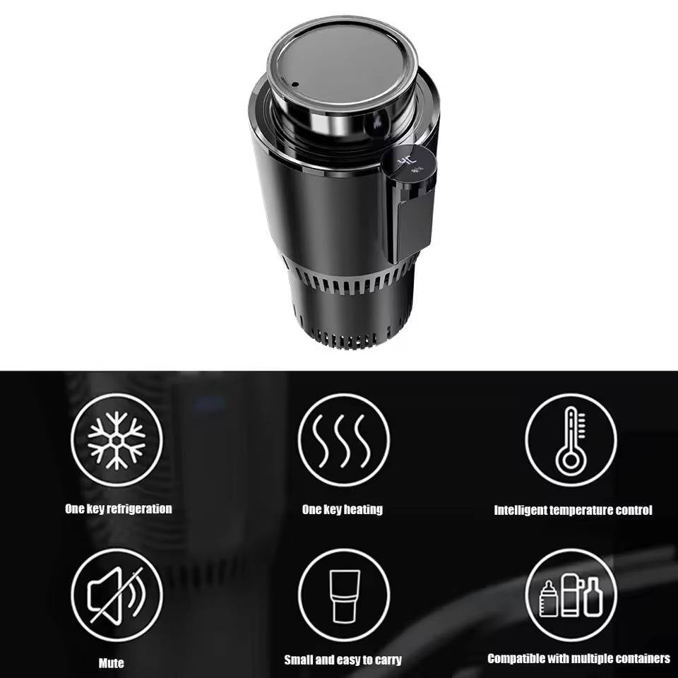 Belro smart car cup holder with cold and warm beverage options, designed for convenient use in vehicles.