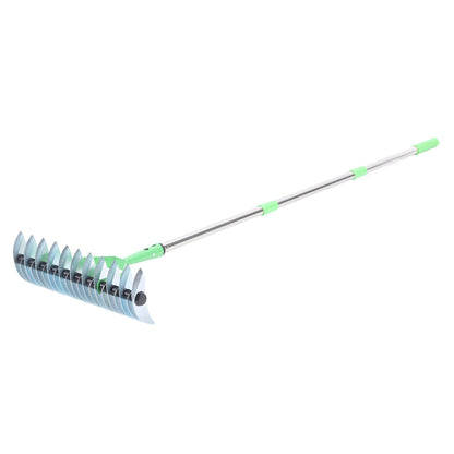 Belro long reach thatch rake for dethatching dead grass, designed for efficient yard maintenance and lawn care.