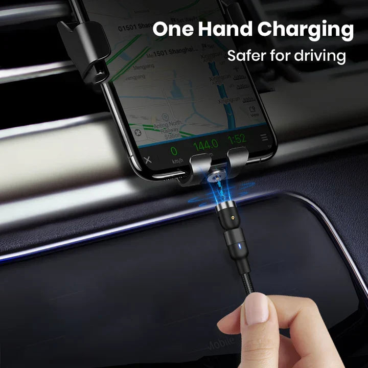 Belro Do-It-All Cable 3.0 charging cable with magnetic connector for iPhone, Android, and Type C devices, shown in use.