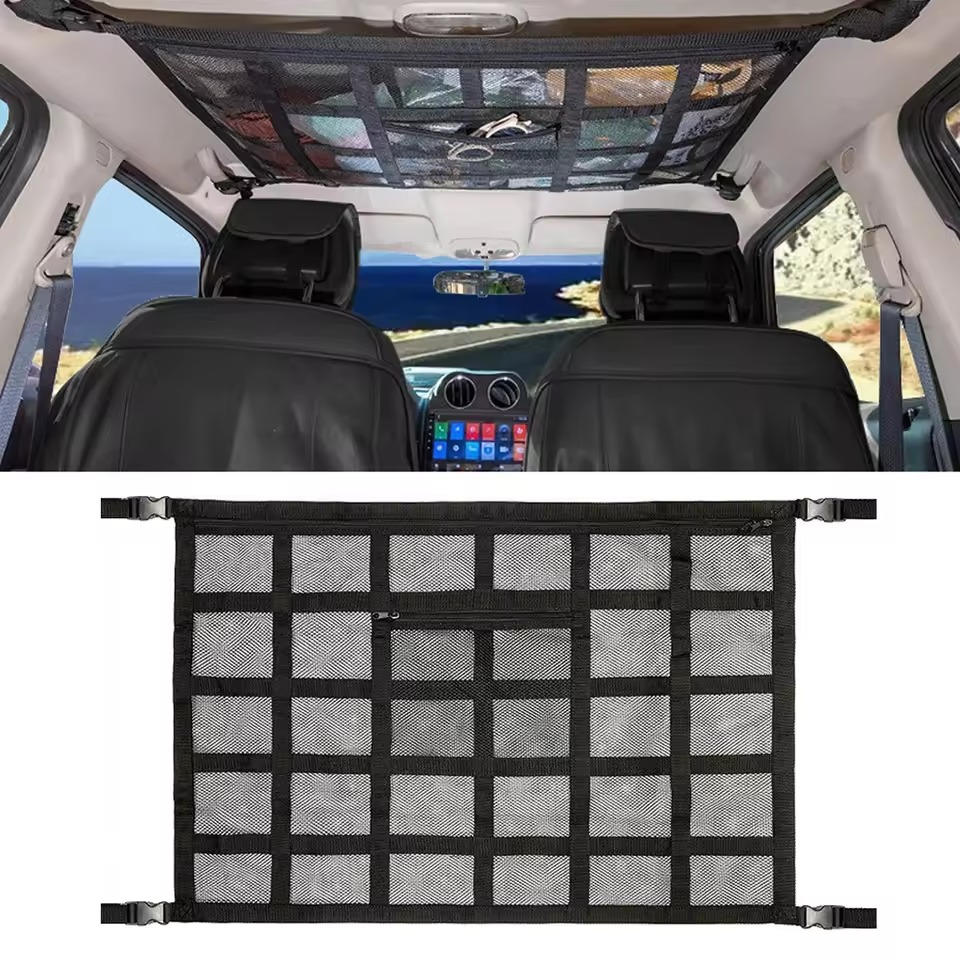 Belro interior cargo net for home storage, lightweight mesh organization net with adjustable straps for securing items.