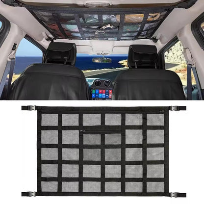 Belro interior cargo net for home storage, lightweight mesh organization net with adjustable straps for securing items.