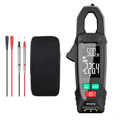 Belro AC DC clamp electric meter showing digital display and clamp jaw for measuring electrical current and voltage.