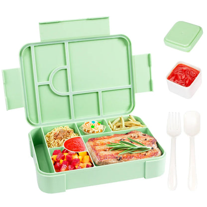 DecorsDeluxe Bento Lunch Box with 7 compartments, 1330ml capacity, leak-proof design, includes cutlery, ideal for packed lunches.