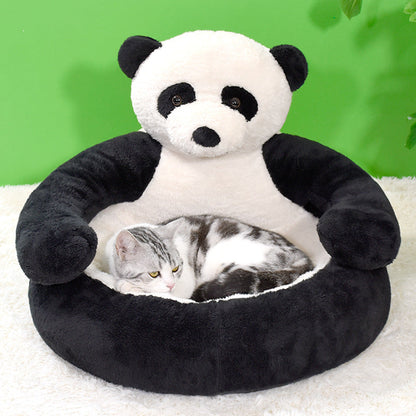 Belro bear-shaped winter plush dog bed with soft, cozy material designed for small pets, featuring a cute bear face and warm interior.