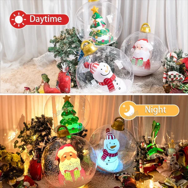 Belro inflatable outdoor Christmas ball with LED lights, holiday decor accessory, featuring a festive illuminated design.