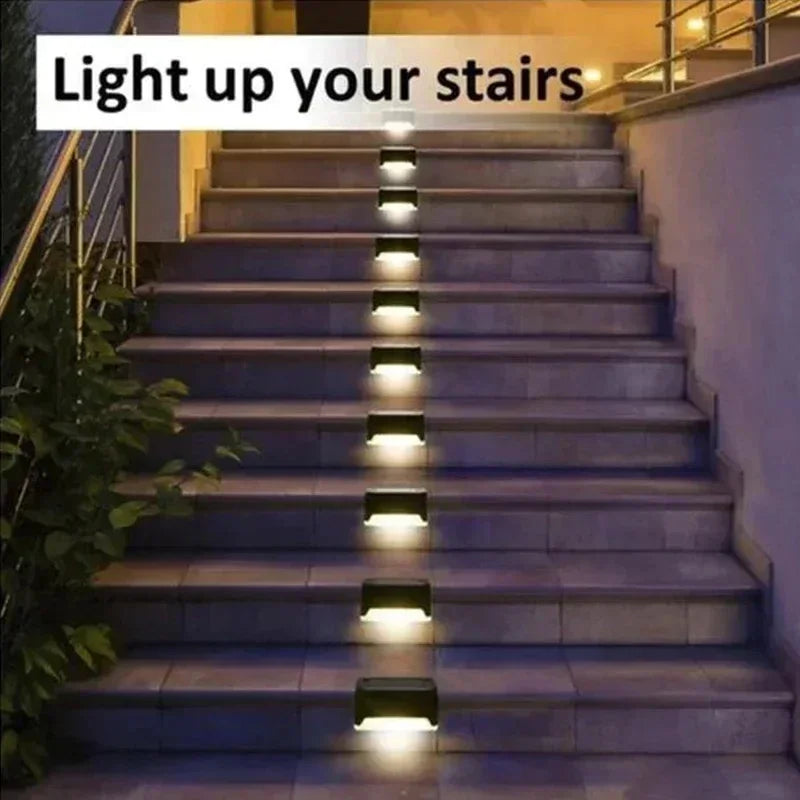 Mivoza Solar Step Lights 8-pack for outdoor paths, auto on/off garden illumination, weather-resistant step and pathway lighting