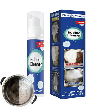 Mivoza foam kitchen cleaner spray for grease removal on kitchen surfaces, no rinse needed, food-safe and easy to use.