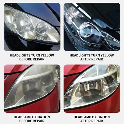 Mivoza headlight restoration spray for yellowed, cloudy car headlights, with UV protection and fast application.