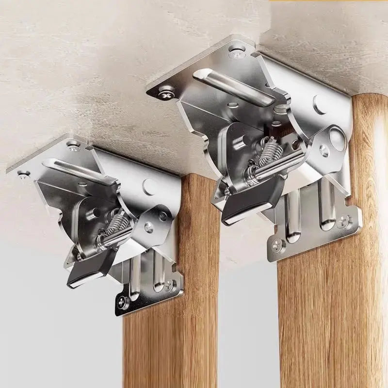 Mivoza auto-lock folding bracket 90° heavy-duty hinge with self-locking design, rated for 225kg, suitable for furniture and table legs.