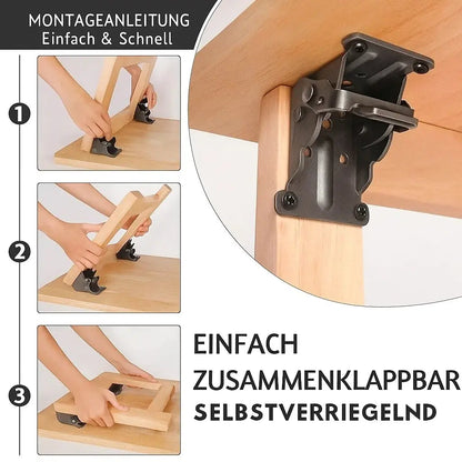Mivoza auto-lock folding brackets, 2-pack, heavy-duty 90° hinges for furniture, rated 225kg, self-locking design, for stable, space-saving furniture