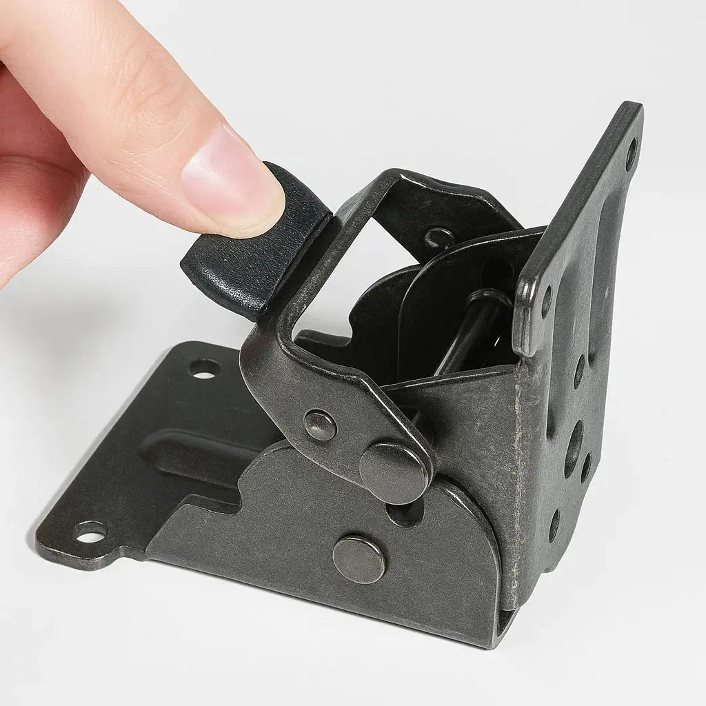 Mivoza auto-lock folding brackets 90° pack of two, heavy-duty self-locking furniture hinges for sturdy, space-saving table legs.