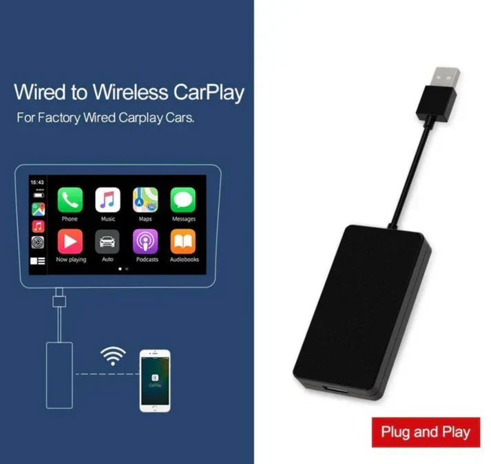 Belro CarPlay and Android Auto adapter connected to car infotainment screen, compatible with all car brands, electronic audio device