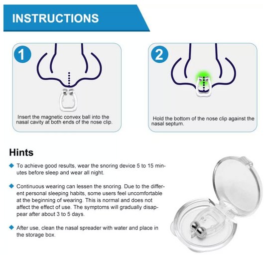 Belro Snore Stopper Magnetic Nose Clips, 2-piece set, designed to reduce snoring and improve breathing during sleep.