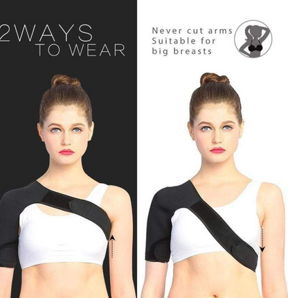 Belro women's shoulder brace compression sleeve with adjustable support strap, designed for shoulder pain relief and stability.