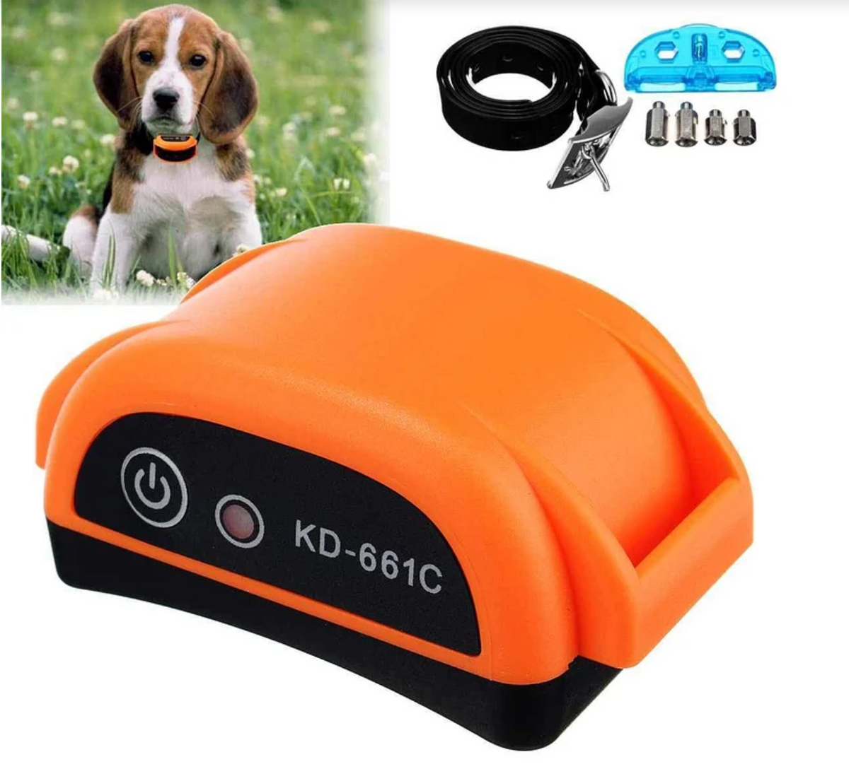 Wireless electric dog fence with shock collar by Belro, showing the electronic system and collar device for pet boundary training.