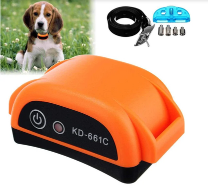 Wireless electric dog fence with shock collar by Belro, showing the electronic system and collar device for pet boundary training.