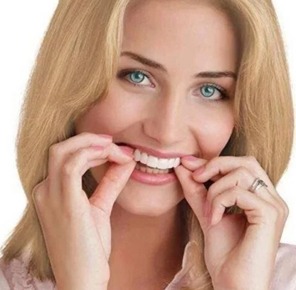 Adjustable snap-on dentures by Belro, showing a close-up of the dental appliance designed for secure fit and oral health care.