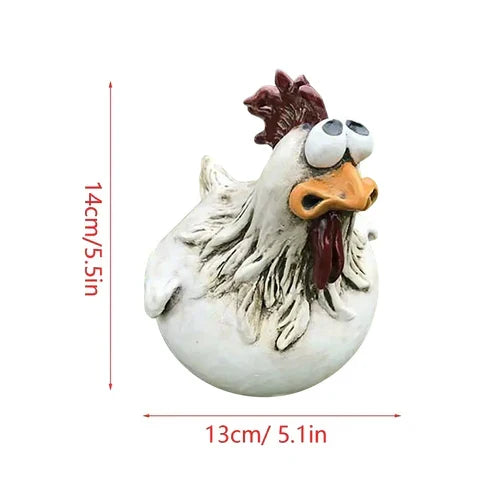 Resin chicken fence decor statue featuring humorous design, suitable for garden or outdoor decoration, by Belro.