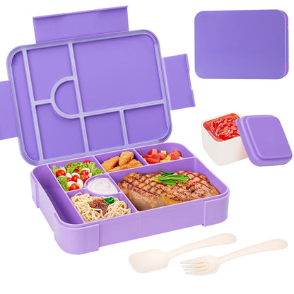 DecorsDeluxe Bento lunch box with 7 compartments, 1330ml capacity, leak-proof design, and included cutlery for convenient meals.