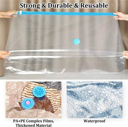 Belro vacuum bag for clothes inside a suitcase, shown compressed for space-saving storage in luggage and travel organization.