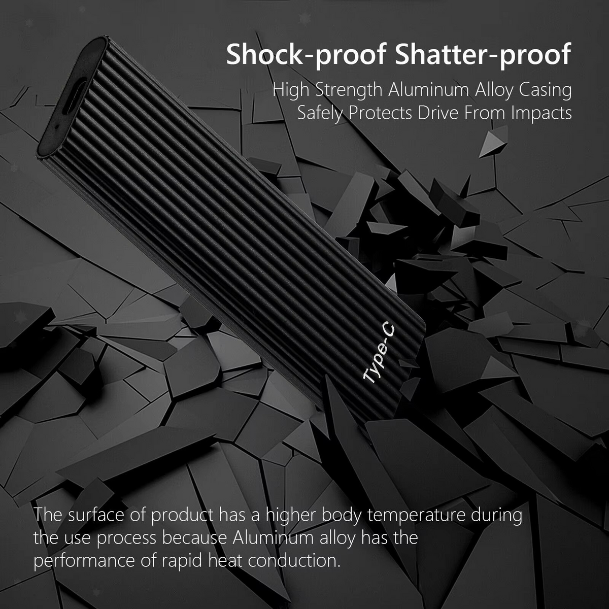 BowLift Ultra-Fast Portable SSD with USB 3.1, compact solid state drive shown in black with sleek design.