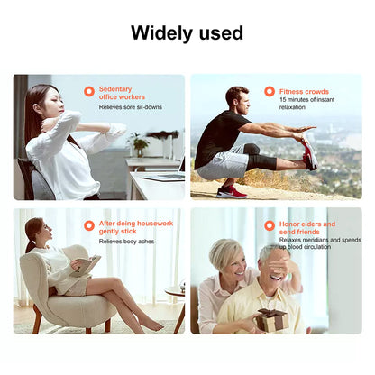 Belro electric EMS neck massager with adjustable straps and control buttons, designed for soothing neck muscle relief.