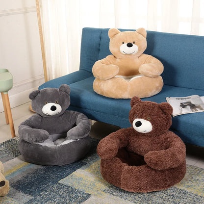 Belro bear-shaped plush winter dog bed with soft fabric and cozy design for small dogs, ideal for warm, comfortable pet sleeping space.