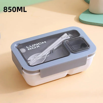 DecorsDeluxe leak-proof bento lunch box with cutlery, microwave and dishwasher safe, featuring multiple compartments for balanced meals.
