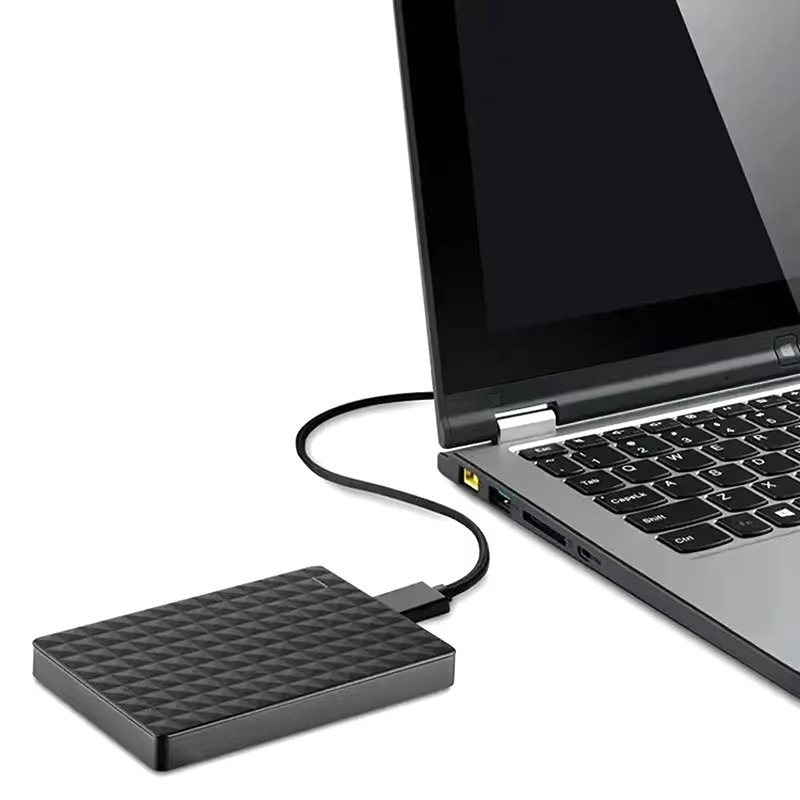 BowLift external hard drive with USB 3.0 port, portable storage device featuring a durable design and sleek black finish.